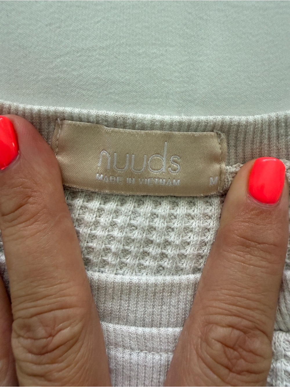 nuuds HEATHERED CREAM Waffle Knit Crewneck Sweater - Picture 2 of 2